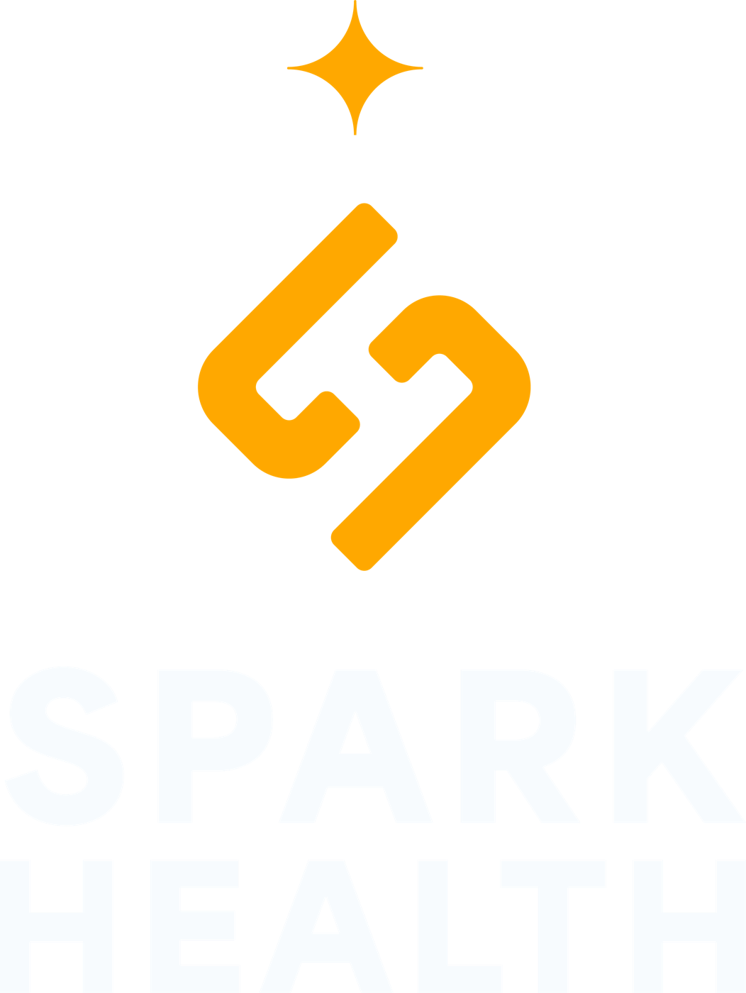 Spark Health stacked logo — yellow spark with white wordmark on brand blue
