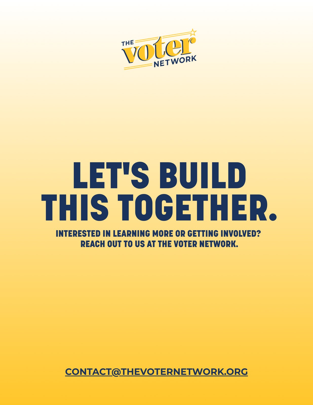 Closing page — Let’s build this together, with a contact address