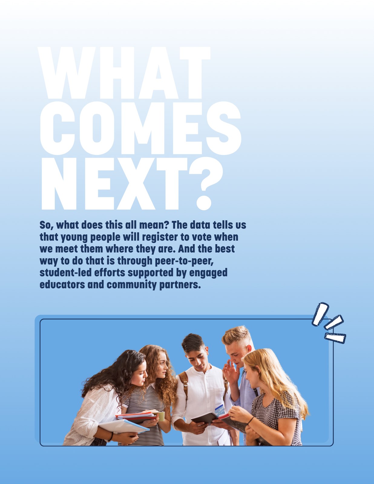 What Comes Next — full-bleed section opener